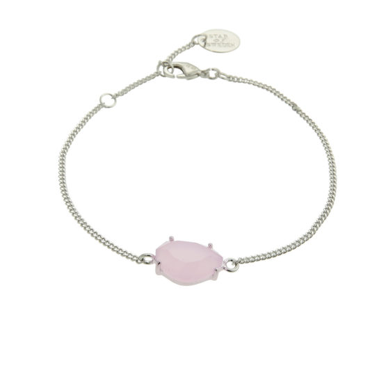 Klassiskt armband i silver med rosa sten