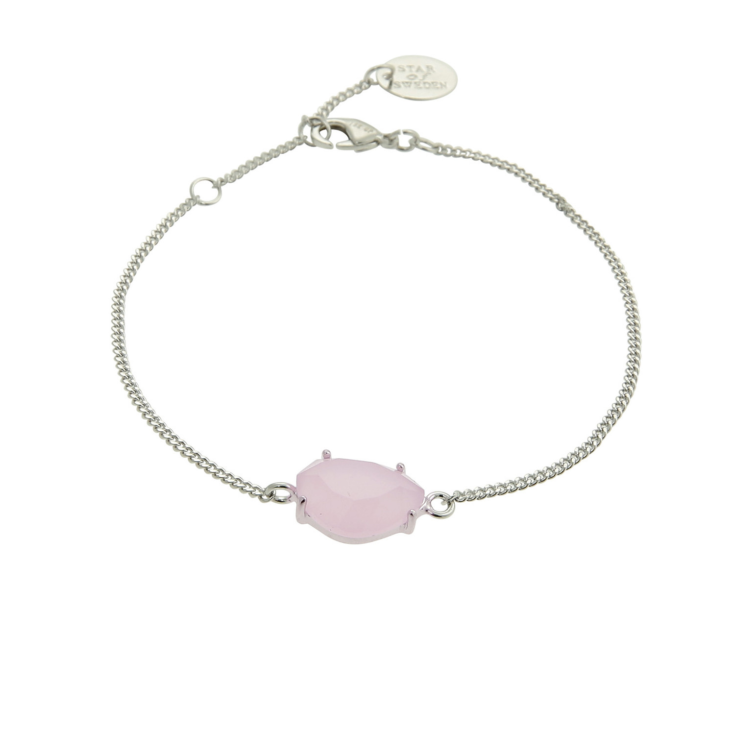 Klassiskt armband i silver med rosa sten