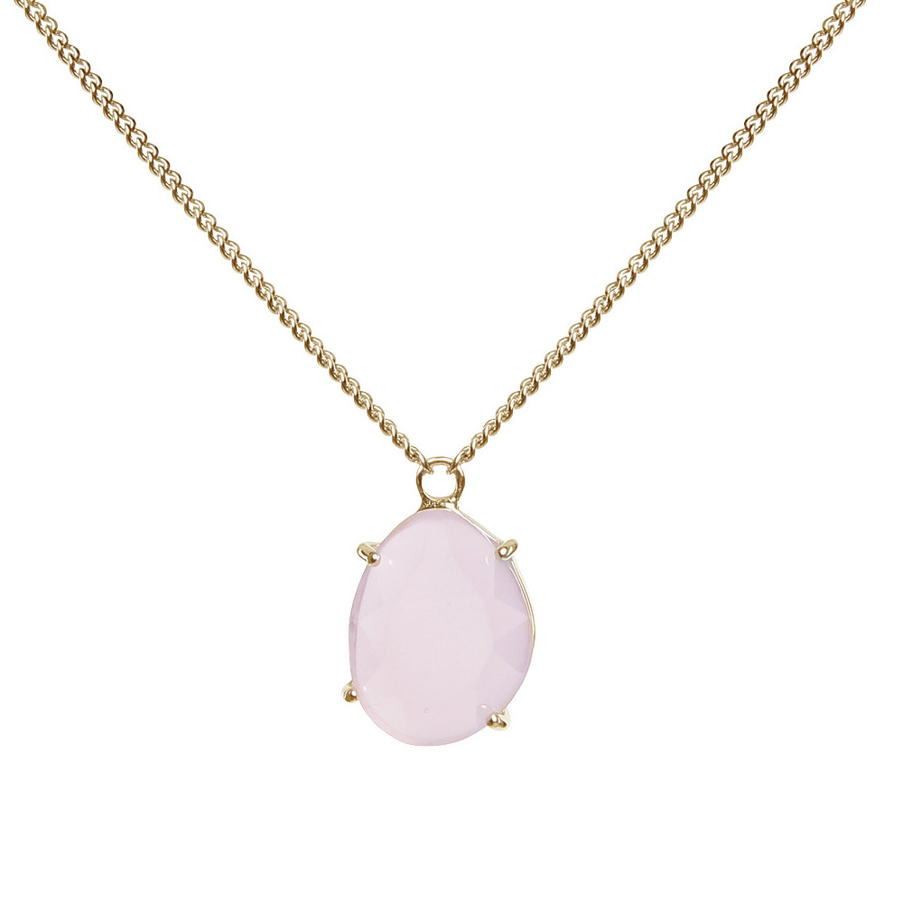 Kort halsband i guld med rosa sten